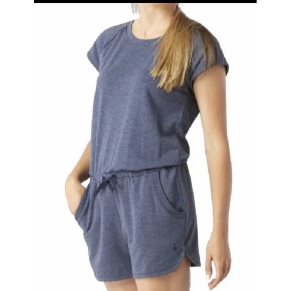 NWT Smartwool Womens M Active Reset‎ Romper Heather Blue Merino Blend Outdoor